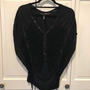 Black fringe/sequin top